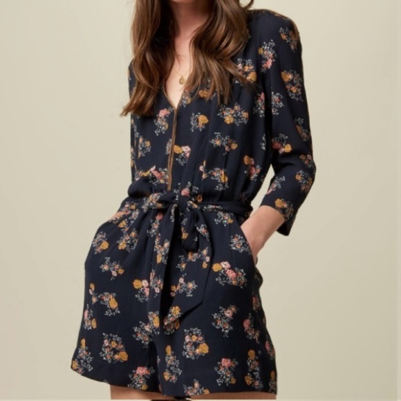 Sessun Pants - Sessùn V-NECK ROMPER WITH SELF-TIE WAIST -NAVY